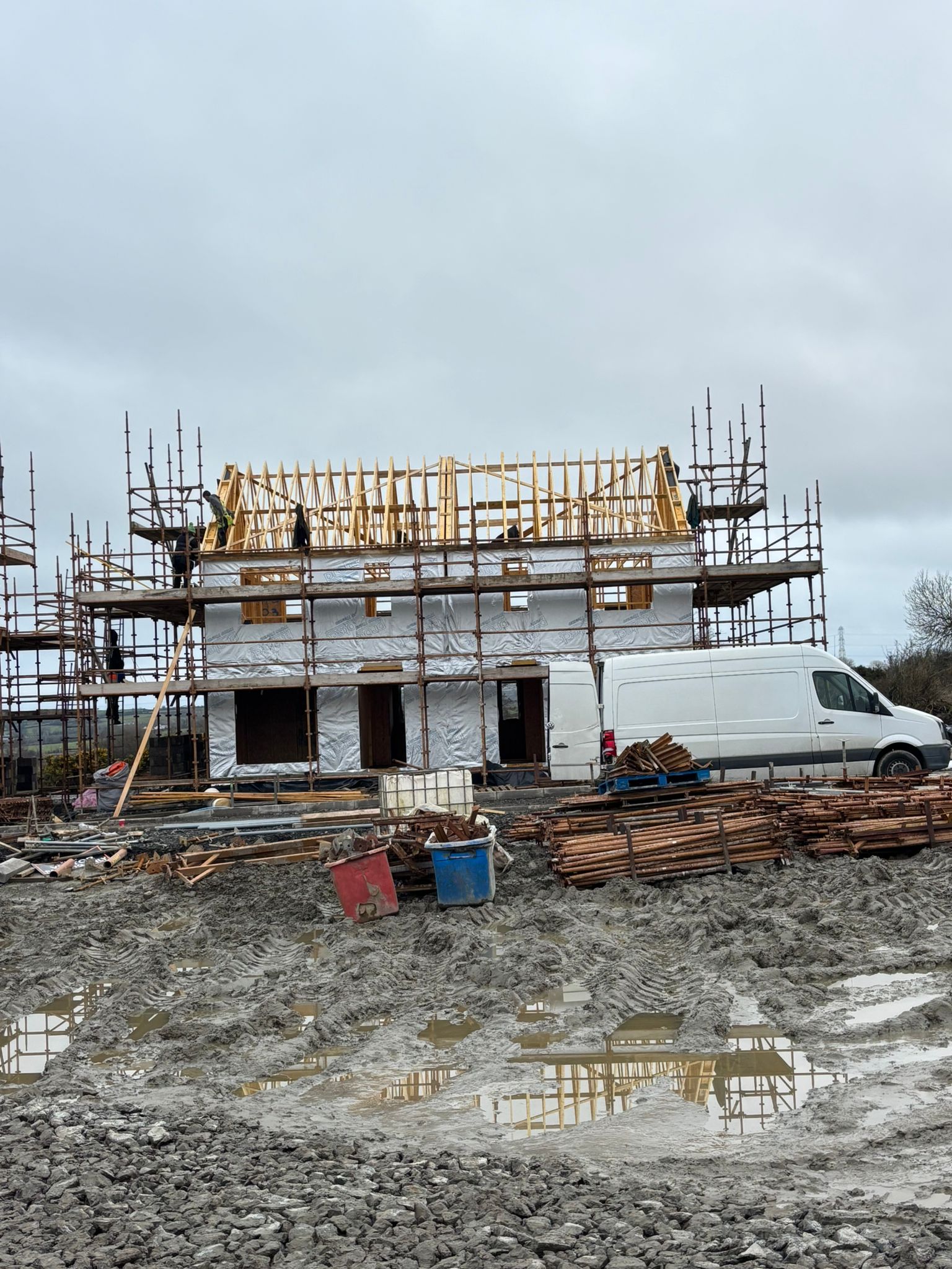 HBC Timberframe — full house under construction